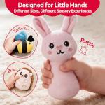 CuteZone Baby Toys 6-12 Months - Soft Plush Jungle Stuffed Animal Sensory Set with Rattle, Squeaker & Mirror, Montessori Cause & Effect Toys, Easter Gifts Easter Basket Stuffers for Baby Boys Girls