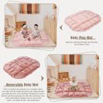 5-in-1 Plush Baby Play Gym & Activity Mat, Baby Play Mats, Baby Gym with Convertible Design, Tummy Time Mat with Pillow, 6 Sensory Toys for Newborn to Toddler, Pink