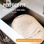 Boon Puff+ Inflatable Baby Bather - Portable Infant Bathtub Baby Bath Seat Includes Microfleece Cover, Swaddle Wings, and Storage Bag - Baby Tubs for Newborns - Portable Tub for Infants - Checker