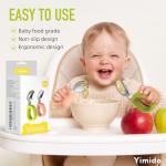 Yimido Toddler Utensils - Baby Forks and Spoons Set - Kids Stainless Steel Silverware - Children Safe - Self Feeding - Dishwasher Safe (Orange + Green)