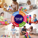 beeqoo Soft Baby Blocks – Stacking & Building Toys for Babies and Toddlers – 12 No Hole Squeeze Animals Blocks – Sensory Teething Toys for Infant 6 Months+