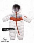 Volcom Boy Baby Snowsuit - Soft Fleece Lined Insulated Pram Infant Snowsuit with Sherpa Lined Hood - Baby Winter Clothes, Size 6-9M, Bone Colorblock
