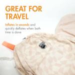 Boon Puff+ Inflatable Baby Bather - Portable Infant Bathtub Baby Bath Seat Includes Microfleece Cover, Swaddle Wings, and Storage Bag - Baby Tubs for Newborns - Portable Tub for Infants - Checker