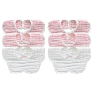 MUKIN Baby Drooling Towel, Snap Bibs, Muslin Bibs, 6 Pack, Adjustable, Soft Cotton (Gradient Pink)