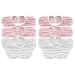 MUKIN Baby Drooling Towel, Snap Bibs, Muslin Bibs, 6 Pack, Adjustable, Soft Cotton (Gradient Pink)