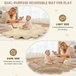 5-in-1 Baby Activity Gym & Play Mat with 6 Hanging Toys, Tummy Time Pillow & Cards - Extra Large, Reversible Machine Washable Pad - Gift for Newborns, Infants 0-12 Months, Cream