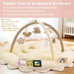 5-in-1 Baby Activity Gym & Play Mat with 6 Hanging Toys, Tummy Time Pillow & Cards - Extra Large, Reversible Machine Washable Pad - Gift for Newborns, Infants 0-12 Months, Cream