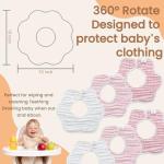 MUKIN Baby Drooling Towel, Snap Bibs, Muslin Bibs, 6 Pack, Adjustable, Soft Cotton (Gradient Pink)