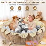 5-in-1 Baby Activity Gym & Play Mat with 6 Hanging Toys, Tummy Time Pillow & Cards - Extra Large, Reversible Machine Washable Pad - Gift for Newborns, Infants 0-12 Months, Cream