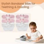 MUKIN Baby Drooling Towel, Snap Bibs, Muslin Bibs, 6 Pack, Adjustable, Soft Cotton (Gradient Pink)