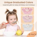 MUKIN Baby Drooling Towel, Snap Bibs, Muslin Bibs, 6 Pack, Adjustable, Soft Cotton (Gradient Pink)