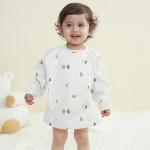 Susurration Baby Bibs with Sleeves for Eating, 2 Pack Reusable Waterproof Bibs Toddler Bibs with Sleeves, 6-36 Months Baby Feeding Essentials - Grey Moon