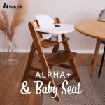 hauck Adjustable Wooden High Chair for Babies and Toddlers - Includes Baby Insert, Tray & Safety Harness - Grows with Child up to 198 lbs - Walnut