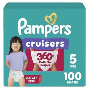 Pampers Diapers - Cruisers 360 - Size 5, 100 Count, Babyproof up to 100% Leakproof Pull-On Diaper