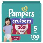 Pampers Diapers - Cruisers 360 - Size 5, 100 Count, Babyproof up to 100% Leakproof Pull-On Diaper