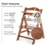 hauck Adjustable Wooden High Chair for Babies and Toddlers - Includes Baby Insert, Tray & Safety Harness - Grows with Child up to 198 lbs - Walnut