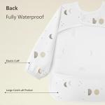 Susurration Baby Bibs with Sleeves for Eating, 2 Pack Reusable Waterproof Bibs Toddler Bibs with Sleeves, 6-36 Months Baby Feeding Essentials - Grey Moon