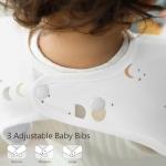 Susurration Baby Bibs with Sleeves for Eating, 2 Pack Reusable Waterproof Bibs Toddler Bibs with Sleeves, 6-36 Months Baby Feeding Essentials - Grey Moon