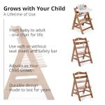 hauck Adjustable Wooden High Chair for Babies and Toddlers - Includes Baby Insert, Tray & Safety Harness - Grows with Child up to 198 lbs - Walnut