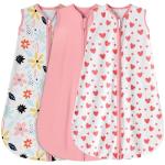 BSTOPPT 3 Pack Baby Sleep Sack 0-6 Months 100% Rayon Cotton Baby Sleeping Bag 2-Way Zipper Toddler Wearable Blankets Comfy Stretchy Lightweight TOG 0.3 （Heart&Pink&Floral）