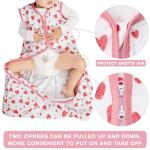 BSTOPPT 3 Pack Baby Sleep Sack 0-6 Months 100% Rayon Cotton Baby Sleeping Bag 2-Way Zipper Toddler Wearable Blankets Comfy Stretchy Lightweight TOG 0.3 （Heart&Pink&Floral）