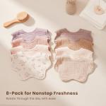 Konssy Muslin Baby Bibs 8 Pack, 100% Cotton Absorbent Bandana Drool Bibs for Teething and Drooling for Unisex Boys and Girls