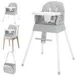 BOSEDSANG 4-in-1 Baby High Chair, Convertible Highchair for Babies and Toddlers, Portable High Chair with Foldable Design, Booster Seat for Kitchen, Dining & Outdoor Use, Easy to Clean & Storage(Grey)