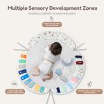 EXIN DECHEN Baby Play Gym & Activity Mat,Natural Organic Bamboo Frame with 4 Detachable Sensory Toys,Tummy Time Mat,Play Mat for Babies 0-6 Months,Newborn Play Mat,Baby Essentials Gifts