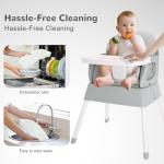 BOSEDSANG 4-in-1 Baby High Chair, Convertible Highchair for Babies and Toddlers, Portable High Chair with Foldable Design, Booster Seat for Kitchen, Dining & Outdoor Use, Easy to Clean & Storage(Grey)