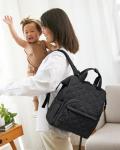 LOVEVOOK Small Diaper Bag Backpack, Mini Baby Bag for Girl Boy with Changing Pad, Diaper Backpack for Mom Dad with Stroller Buckles, Black