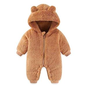 AiWMGL Newborn Baby Bear Outfit Suit 0-3 Months Girls Boys Fleece Jumpsuit Romper Hooded Winter Snowsuit Clothes