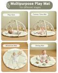 Fortella Baby Play Gym & Activity Mat, Machine Washable & Foldable Tummy Time Mat with 5 Detachable Toys, Certified Safe Newborn Essentials Gift for Baby Registry 0-12 Months (Sage Green)