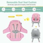 HONEY JOY 8 in 1 Baby High Chair, Convertible Highchair for Babies and Toddlers/Table and Chair Set/Building Block Table/Booster Seat/Stool/Toddler Chair with Safety Harness (Pink)