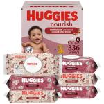 Huggies Nourish Scented Baby Wipes, 6 Push Button Packs (336 Wipes Total)