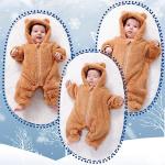 AiWMGL Newborn Baby Bear Outfit Suit 0-3 Months Girls Boys Fleece Jumpsuit Romper Hooded Winter Snowsuit Clothes