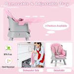 HONEY JOY 8 in 1 Baby High Chair, Convertible Highchair for Babies and Toddlers/Table and Chair Set/Building Block Table/Booster Seat/Stool/Toddler Chair with Safety Harness (Pink)