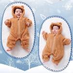 AiWMGL Newborn Baby Bear Outfit Suit 0-3 Months Girls Boys Fleece Jumpsuit Romper Hooded Winter Snowsuit Clothes
