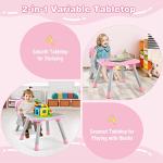 HONEY JOY 8 in 1 Baby High Chair, Convertible Highchair for Babies and Toddlers/Table and Chair Set/Building Block Table/Booster Seat/Stool/Toddler Chair with Safety Harness (Pink)