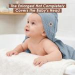 Ease Cubs 3-Pack Muslin Hooded Baby Towels, 100% Cotton, Ultra-Soft & Absorbent Baby Bath Towels with Hood for Babies, Infant, Toddler and Newbron (Grey and Navy Blue Series,32" x 32")