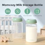 Momcozy Natural Baby Bottle, Wide-Neck, BPA Free Breast Milk Container, Storage Collection Bottle for Fridge & Milk Cooler, Breastfeeding Essential, 10 oz, 4 pcs