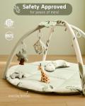 Fortella Baby Play Gym & Activity Mat, Machine Washable & Foldable Tummy Time Mat with 5 Detachable Toys, Certified Safe Newborn Essentials Gift for Baby Registry 0-12 Months (Sage Green)