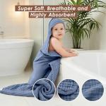 Ease Cubs 3-Pack Muslin Hooded Baby Towels, 100% Cotton, Ultra-Soft & Absorbent Baby Bath Towels with Hood for Babies, Infant, Toddler and Newbron (Grey and Navy Blue Series,32" x 32")