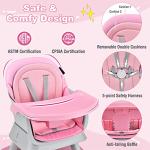 HONEY JOY 8 in 1 Baby High Chair, Convertible Highchair for Babies and Toddlers/Table and Chair Set/Building Block Table/Booster Seat/Stool/Toddler Chair with Safety Harness (Pink)