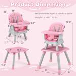 HONEY JOY 8 in 1 Baby High Chair, Convertible Highchair for Babies and Toddlers/Table and Chair Set/Building Block Table/Booster Seat/Stool/Toddler Chair with Safety Harness (Pink)