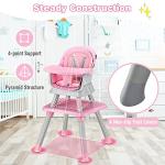 HONEY JOY 8 in 1 Baby High Chair, Convertible Highchair for Babies and Toddlers/Table and Chair Set/Building Block Table/Booster Seat/Stool/Toddler Chair with Safety Harness (Pink)