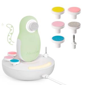 MelodySusie Baby Electric Nail File Kit, PC20F Magnetic Rechargeable & Safe Nail Trimmer with Night Light, Quiet Operation for Newborns, Infants, Toddlers, Gentle Nail Care Clipper, Green