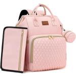 ROSEGIN Pink Diaper Bag Backpack for Baby Girls - Baby Shower Gifts for Mom, Quilted Diaper Bag with Changing Pad, Pacifier Case, Insulated Pockets, Stroller Straps, 35L Large Capacity - Cute