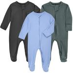 Aablexema Baby Pajamas Bamboo Rayon Zipper, 3pcs Unisex Infant Outfit with Mitten One Piece Footie Sleepwear(Dark Grey & Olive & Blue,0-3m)