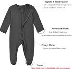 Aablexema Baby Pajamas Bamboo Rayon Zipper, 3pcs Unisex Infant Outfit with Mitten One Piece Footie Sleepwear(Dark Grey & Olive & Blue,0-3m)