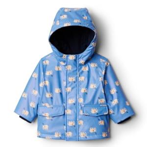 Amazon Essentials Baby Boys' Water-Repellent Rain Jacket with Quilted Lining, Cornflower Blue Elephants, 24 Months